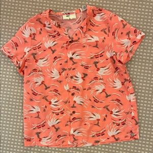 Scotch & Soda Coral Floral Button-Down Shirt